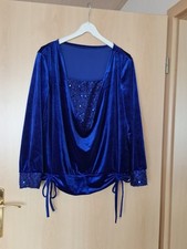 Pailletten Samt Oberteil Gr.44 blau