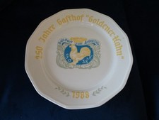 DDR Kahla Porzellan Teller - 250 Jahre Gasthof Goldener Hahn . bei Chemnitz, top