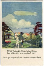 Postkarte - Zeppelin-Motiv - ungelaufen
