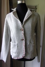 Almrausch Jacke Mod. Kitz hellgrau und rot, 40, Linksstrick, 80% Schurwolle