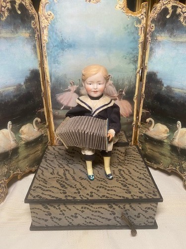 Antiker puppenautomat musicbox - puppenautomat,