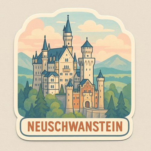 Neuschwanstein sticker 9x9 - neuschwanstein,