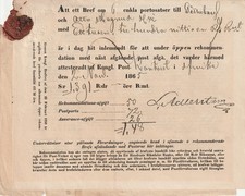 SWEDEN: Postal form, Receipt