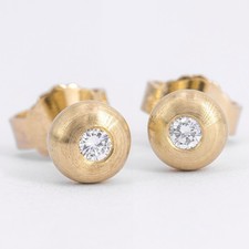 5,7 mm ø - Solitaire Brillant 0,08 ct. Diamant Ohrstecker Gelbgold 750/18K