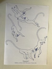 Hèrmes Poster Malbild Affen blau weiss, 30x42 cm