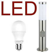 LED Außenleuchte mit 2 Steckdosen  - Edelstahl Außenlampe Hoflampe Gartenlampe
