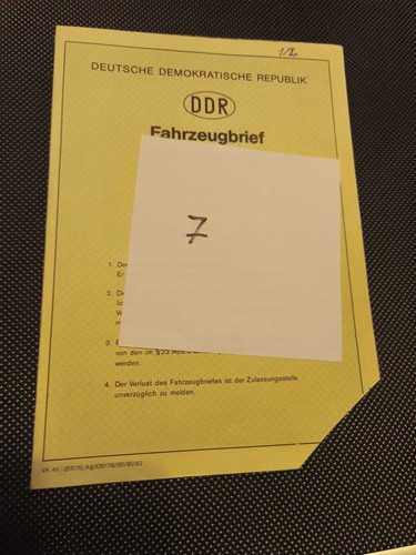 Ddr kfz brief trabant - kfz, 601