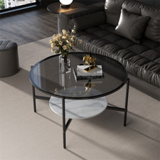 Runder Couchtisch Akzenttisch aus Glas Tisch im minimalistischen, Ablagefläche