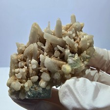 Seltene Phantom Fluorit Würfel, Quarz Stufe grün Brandberg, Namibia 57*33*37mm