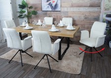 B-Ware 6er-Set Esszimmerstuhl MCW-N99, Armlehne, Chenille Öko-Tex creme