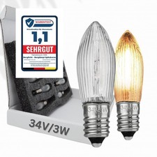 34V/3W 10 Stück Glühbirne Spitzkerze Topkerze für Lichtbogen o. Lichterkette