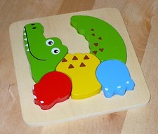 Playtive Holzspielzeug, Kleinkinder Puzzle, Krokodil, 5 Teile, HG07928