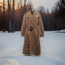 Damen Mantel Braun Faux Fur XS