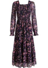 Jerseykleid Gr. 40/42 Schwarz Vintagerosa Floral Damen Langarm Casual-Kleid Neu*