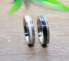 AUSWAHL + KERAMIK Ring STRASS Zirkonia + silber 5mm EDELSTAHL weiß schwarz