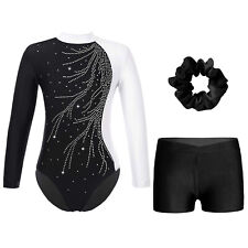 DE Mädchen Turnanzug Glitzer GymnastikanzugGymnastikbody Turntrikot Tanzkostüm