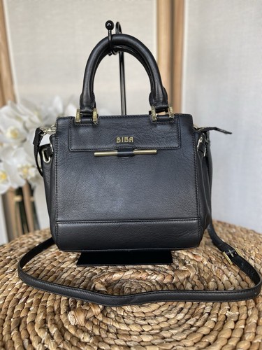 Biba schwarze leder handtasche - leder,