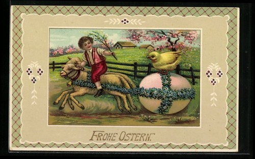 Ansichtskarte osterküken auf - ansichtskarte,