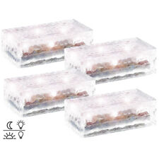 Lunartec 4er-Set Solar-Glasbausteine mit LED & Lichtsensor, 19,5 x 9,8 x 6 cm