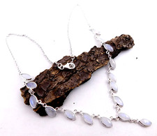 9.60 GM 925 Solid Sterling Silber Natürlich Regenbogen Cab Stein Halskette 19.5