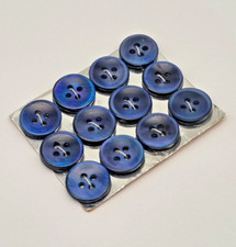 12 blaue 4-Loch Perlmutt Knöpfe 12 mm / Mother-of-Pearl Button Bouton Nacre A4
