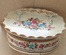 Aufbewahrungs Holsbox-Truhe Vintage mit Deckel Bauernmalerei