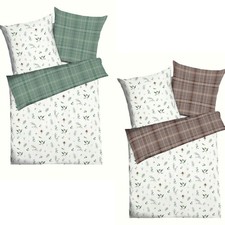 KAEPPEL Winter Greens Biber-Bettwäsche Bettgarnitur Bettbezug Baumwolle Pflanzen