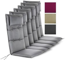 6x Stuhlauflagen Hochlehner Kissen 120x50x6 cm Polsterauflage Garten Wasserdicht