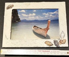 Selbstgebastelter Bilderrahmen mit Muscheln inkl. Bild Badezimmer Deko