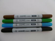 Copic ciao medium broad super brush Too Sepai Black Process blue Emerald green