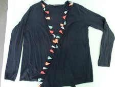 Zipfel-Strickjacke mit Bommel Troddel dunkelblau neon Gr. S 36 38 wie NEU