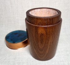 Seltene Elegante Teak Holz Zigaretten Dose Emaille Perlmutt 50er Jahre Unbenutzt