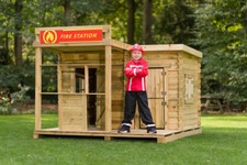 Spielhaus Kinderspielhaus Holzhaus Gartenhaus mit 2 Räumen und Banner