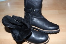 Panama Jack Damen Boots Leder Winter Lammfell Gr. 40 Schwarz Schuhe Stiefel