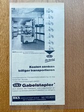 BKS Gabelstapler Velbert Oldtimer Original 1963 Vintage Advert Werbung Reklame