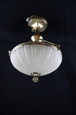 Schöne alte Deckenlampe aus Messing mit Milchglas ca. 50 cm