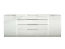 Sideboard 200 cm Weiß Hochglanz Kommode Schrank Anrichte Metallgriffe OLIVA