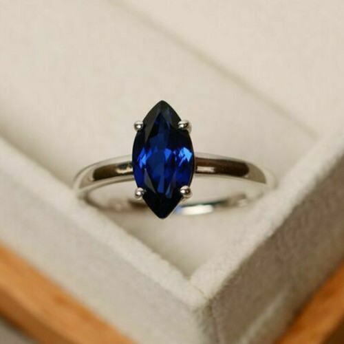 50kt blau marquise solitär - blau,