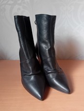 Topshop HOOP Damen Stiefeletten schwarz Leder mit Absatz UK 3 EUR 36 NEU
