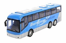 REISEBUS Friktionsantrieb 32cm Blau Linienbus Omnibus Bus Spielzeugbus Modell 72