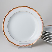 Meissen 8 x Teller 22 cm Koralle Goldrand 2. Wahl unbeschädigt