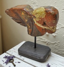 Antik Holz Pferdekopf Figur