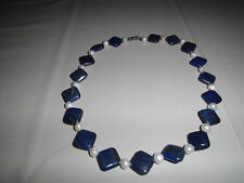 Lapislazulicollier mit Süßwasserperlen L: 50cm