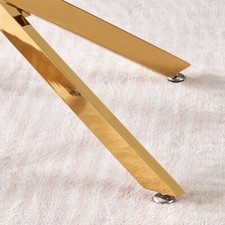 Runder Esstisch Amara 120 cm aus hochwertigem Stahl und Glas, Glasplatte, goldene Beine