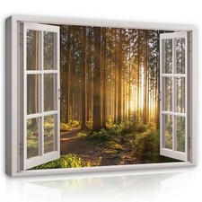 FENSTERBLICK STRAND NATUR Bilder Fenster Leinwandbild Bild Canvas Schlafzimmer