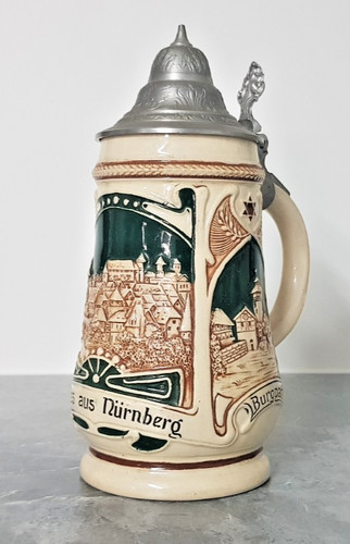 Bierkrug mit zinndeckel - bierkrug,