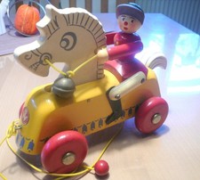 Pferd mit Reiter, Holzspielzeug Fa. Walter 60iger Jahre