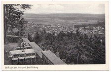 AK Blick von der Iburg auf Bad Driburg 1953 Ortsansicht Panorama Bestuhlung