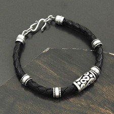 Weihnachtsgeschenk Lederarmband Echt 925 Sterlingsilber Handmade Schmuck T31