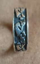 Ring mit Kokopelli, umlaufend, poliert, Mex Hopi, Overlay, 925% Silber, Indianer